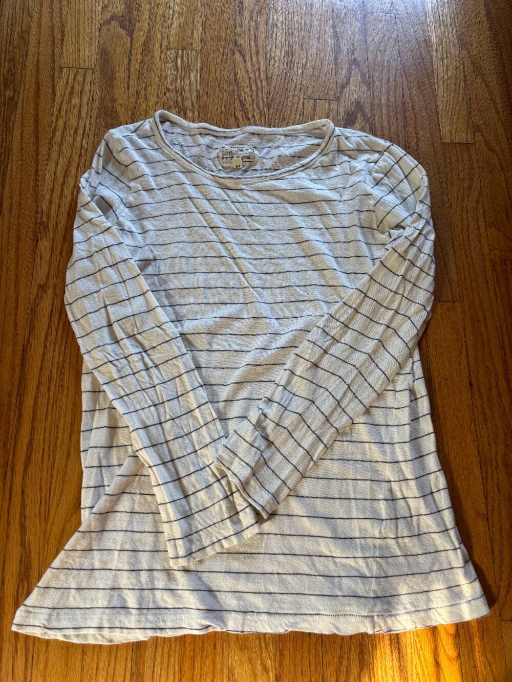 Current/Elliott Striped Long Sleeve Tee | Size 2 | Medium–Large | Black & White
